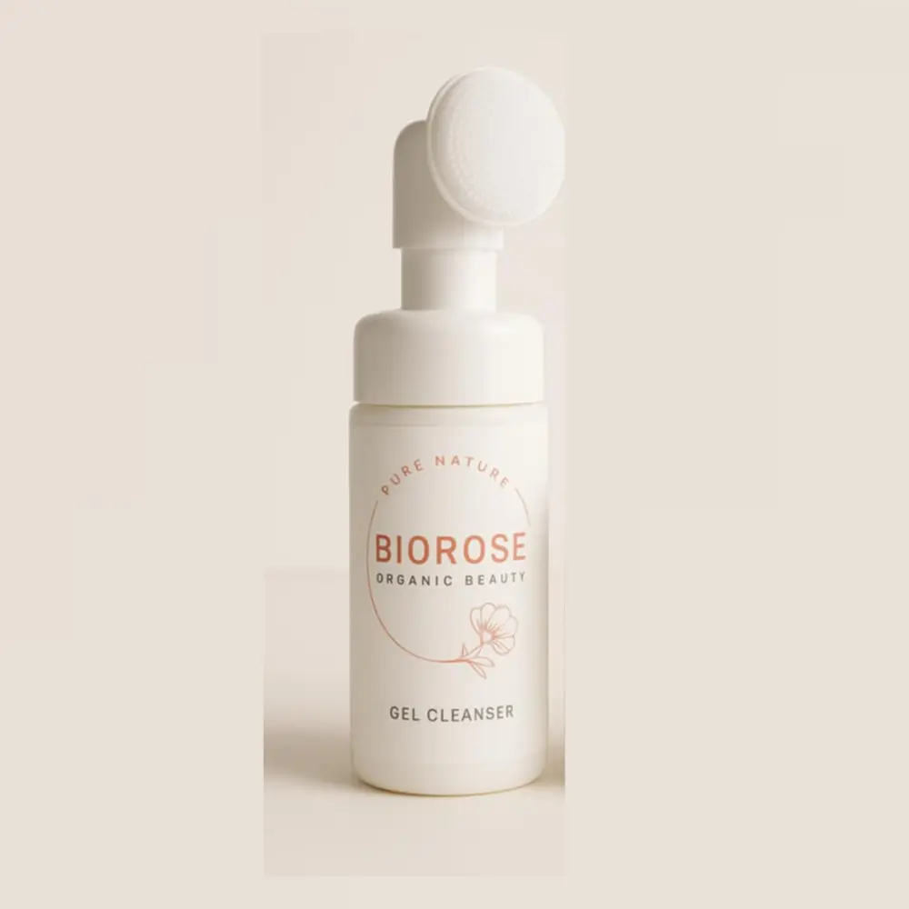 Gel Nettoyant Visage Biorose avec Brosse en Silicone 